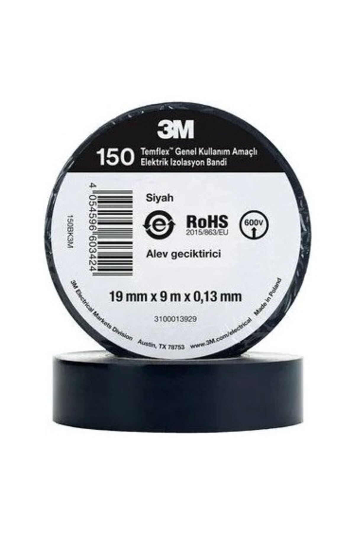 3M TEMFLEX 1300E ELEKTRİK BANTI İZOLE BANT 10 ADET
