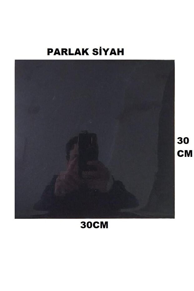 1m2 30x30 Cm (11 ADET) Kendinden Yapışkanlı Shıny Düz Siyah Parlak Duvar Ofis Mutfak Karosu Paneli
