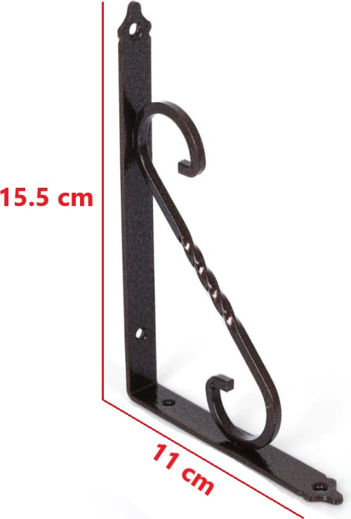 4 Adet Dekoratif Ferforje Raf Altı Metal L Ayak 11X15.5 Eskitme Bakır