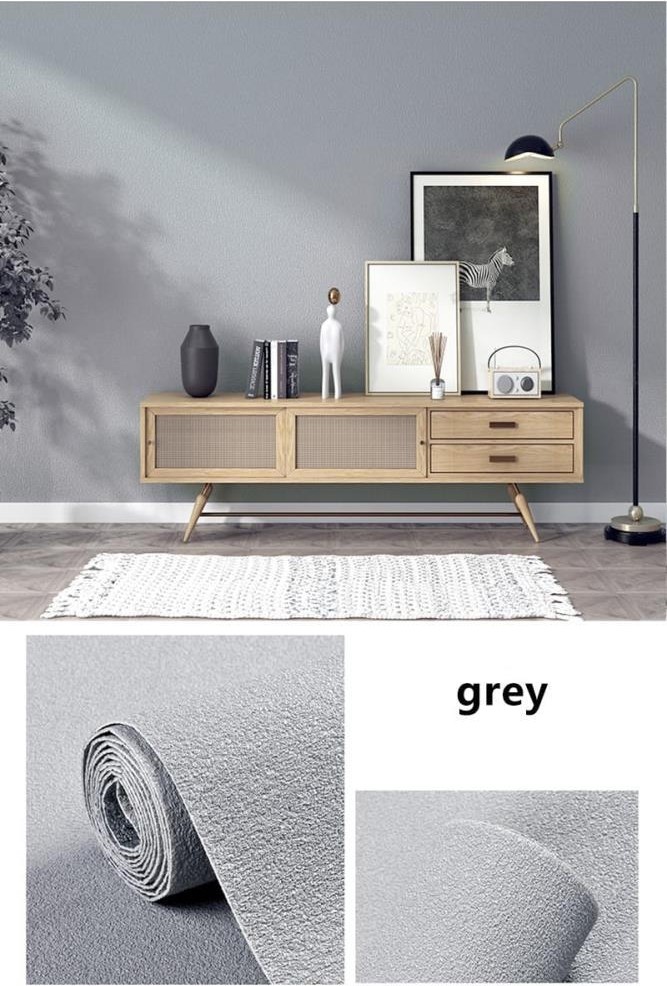 50X280CM(1,4M2) Gri Isı ve Ses Yalıtım Kendinden Yapışkanlı Duvar Kağıdı Dokulu Esnek Silinebilir