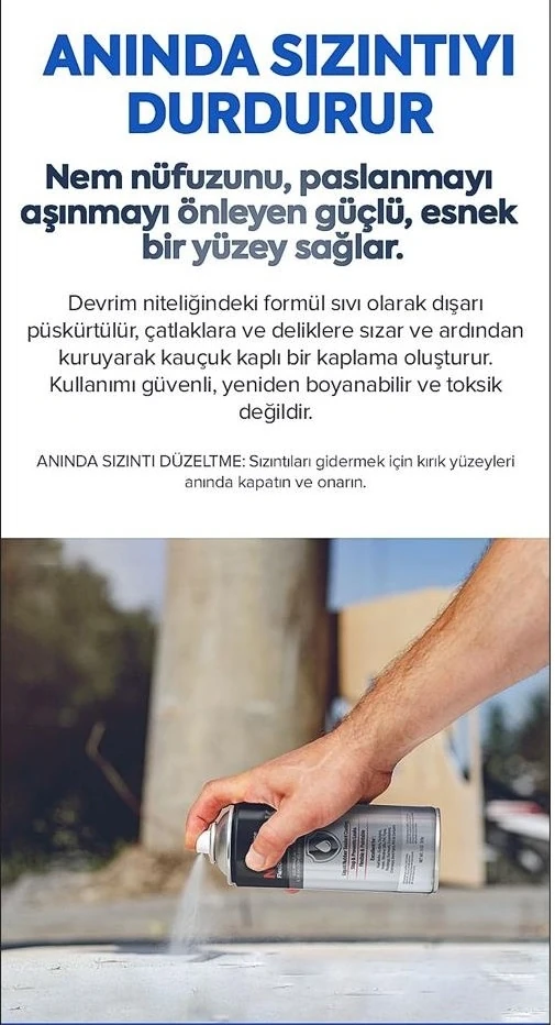 1+1 Paket Su İzolasyon Sızıntı Onarım Spreyi Su Geçirmez BEYAZ 2X300 ml