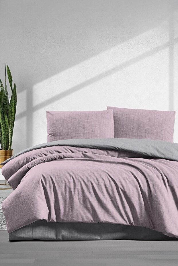 Simple Fitted Çift Kişilik Nevresim Takımı 4 Parça Pembe