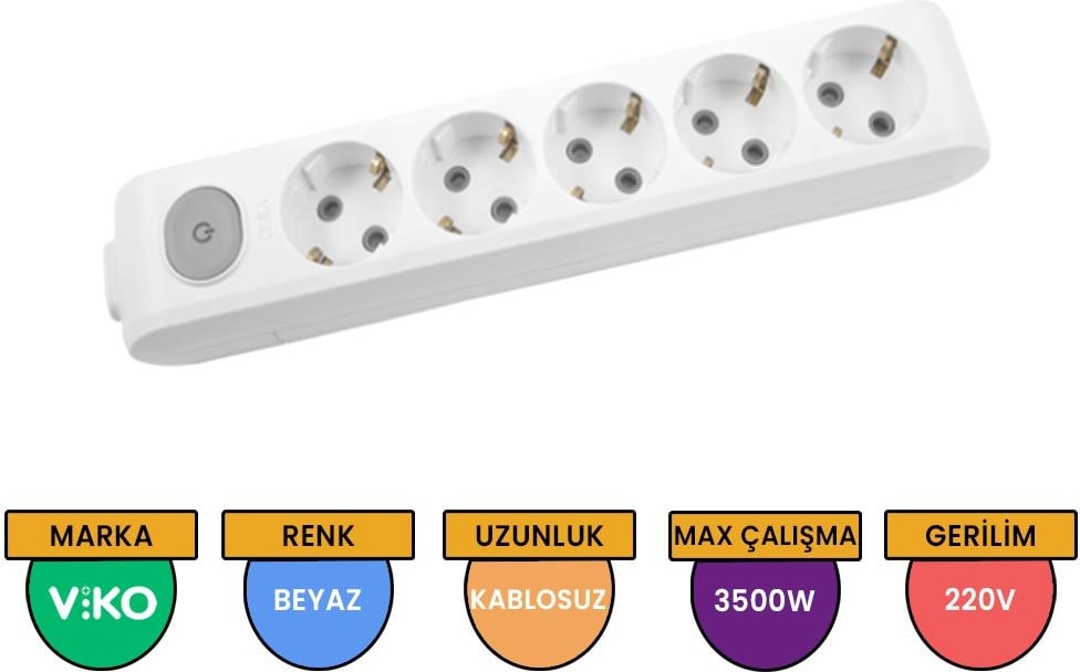 Klemensli Anahtarlı ve Topraklı 5'li Priz