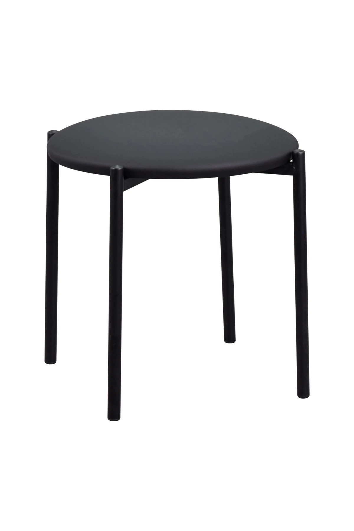 Nil Siyah Metal Ayak Deri İstiflenebilir Mutfak-Balkon Taburesi (4 Adet)