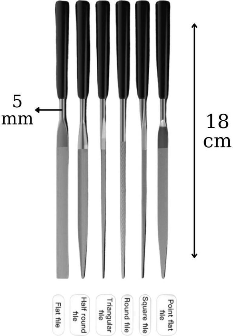 Hobi Ege Seti 6 Parça Mini Eğe İğne Model Demir Metal Törpü Eğe 18 cm Metal Elmas Gümüş İğne Seti