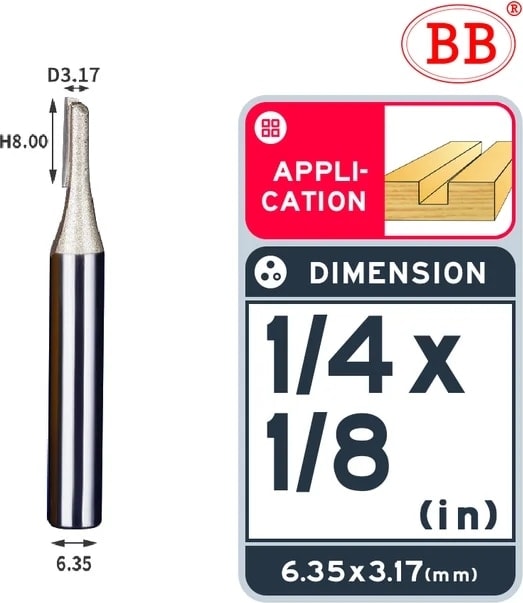 1-4x1-8 Bb Düz Bit 1/4 1/2 Ağaç Işleme Planya 1 2 Flüt Uzun Bıçak Yönlendirici Bit Aracı End Mill Kesici Yan Çalışma (Yurt Dışından)
