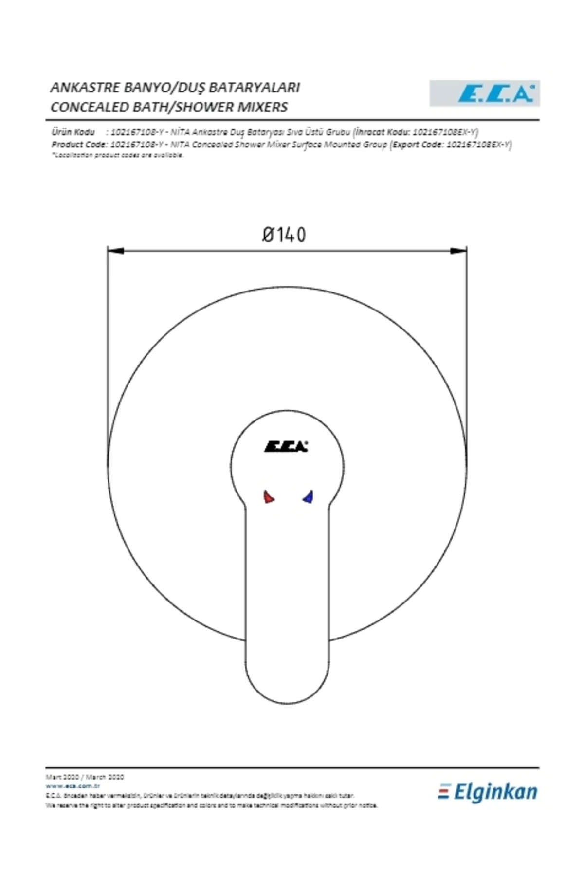 Nita Ankastre Duş Batarya Sıva Üstü