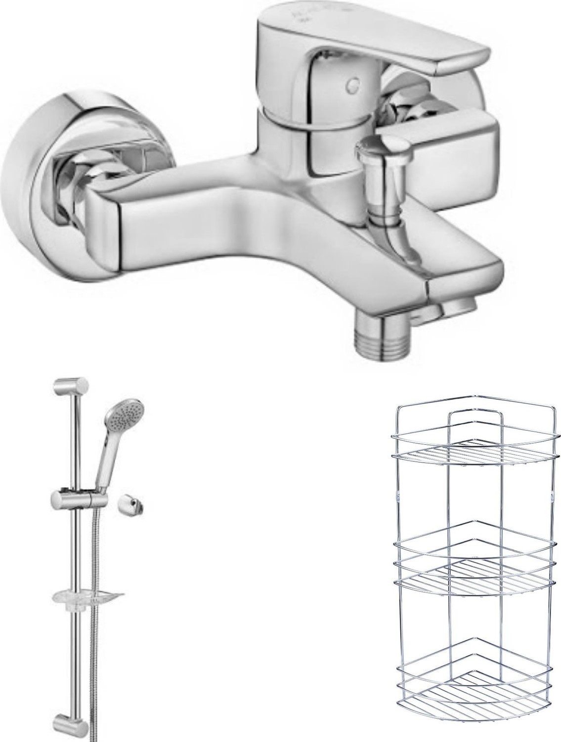 Eca Niobe Banyo Bataryası 482+Eca Spil Duş Takım+Metal 3 Köşe Raf