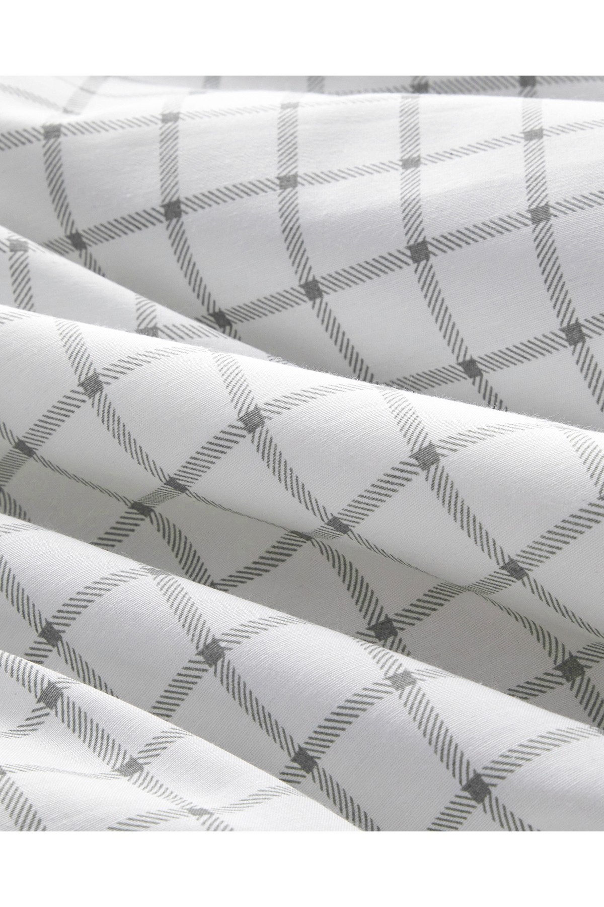 Simple Checks Kolay Ütülenir Çift Kişilik Nevresim Takımı 200x220 cm Gri