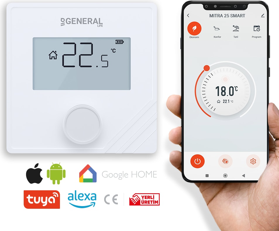 Mıtra 25 Smart Kablosuz Wi-Fi Kontrollü Akıllı Oda Termostatı