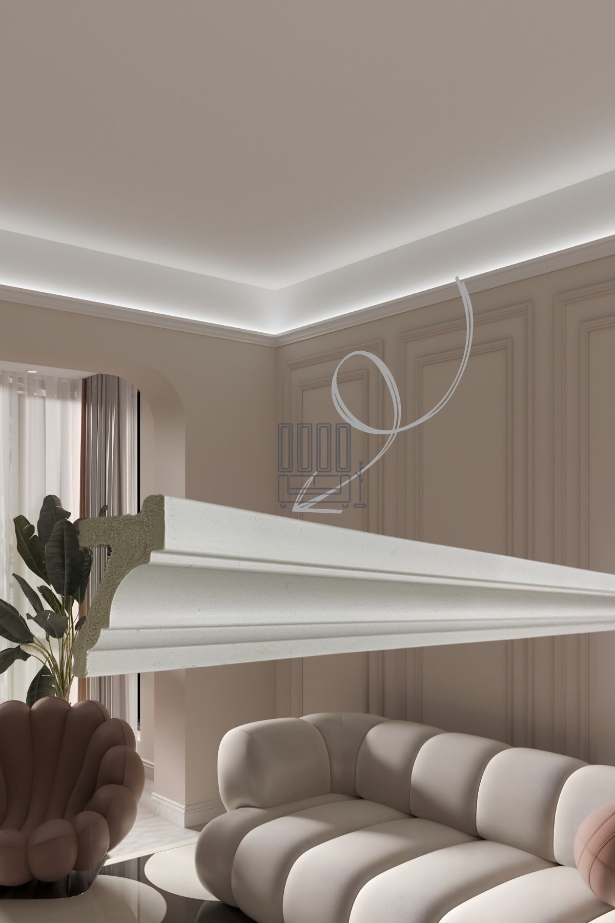 Ledli Kartonpiyer, 10lu Paket 24m Polimer Dayanıklı Boyanabilir Tavan Duvar Aydınlatma, Adeti 240cm