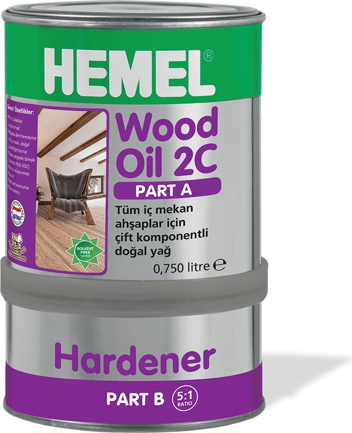 Wood Oil 2c-Ahşaplar Için Çift Komponentli Yağ-Dark Oak 0,900 Lt