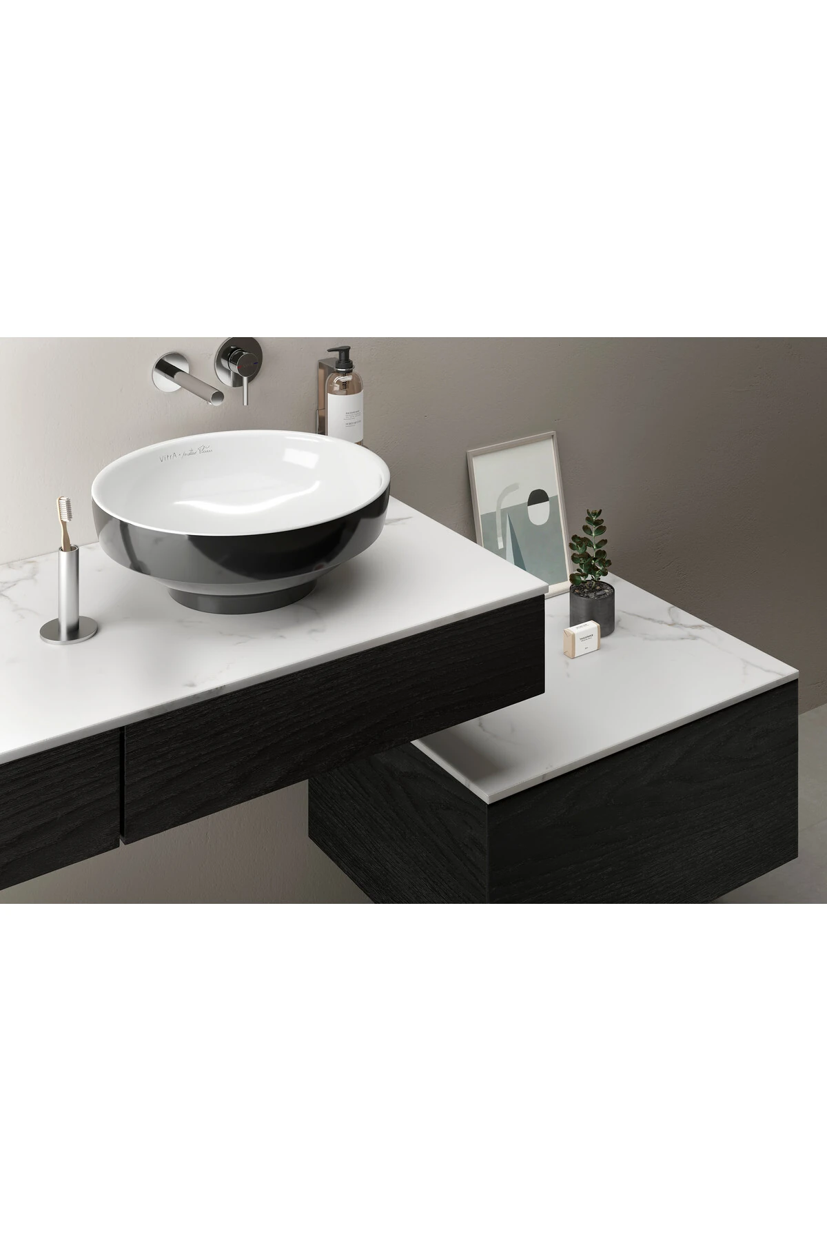 Origin A42581 Ankastre Lavabo Bataryası, İki Rozetli, Sıva Üstü, Krom