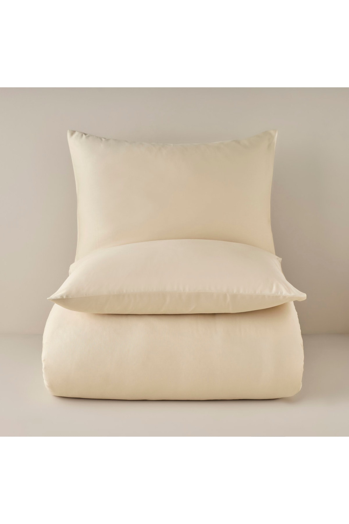 %100 Pamuk Saten Supreme Basic Super King Size Nevresim Seti Bej (260x240 cm)