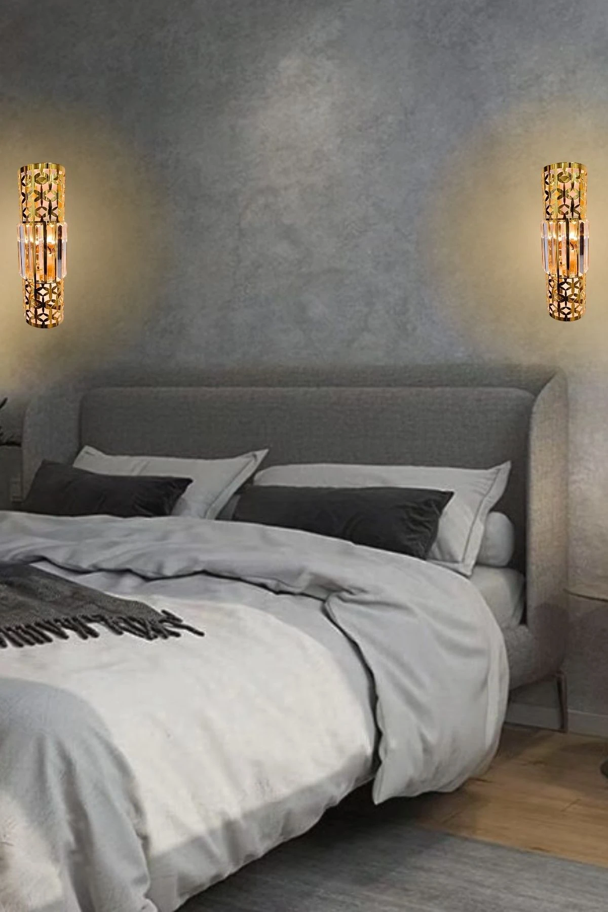 Star Aplik Gold, Pilli Aplik, Anahtarlı, Pilli Elektrikli Ledli Duvar Aplik, KRİSTAL TAŞLIDIR