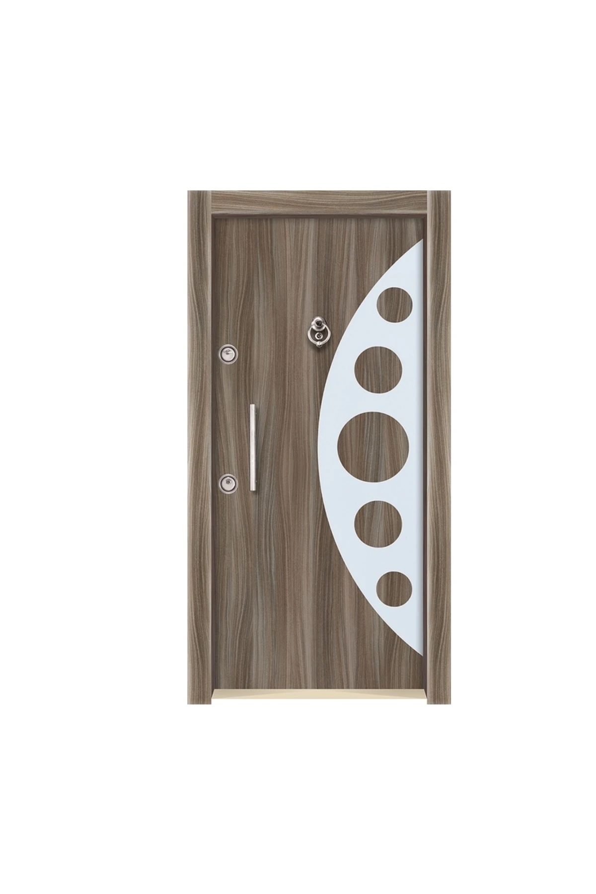 3557 Ahşap Kaplama Çelik Kapı, Kaplama Daire Kapısı Gizli Ayarlı Tırnaklı Sistem Sol Açılım