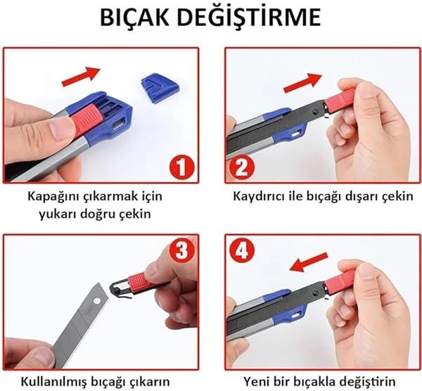 WP212022 18 mm Ağır Hizmet Alüminyum Kasa Maket Bıçağı + 10 Adet Yedek Bıçak
