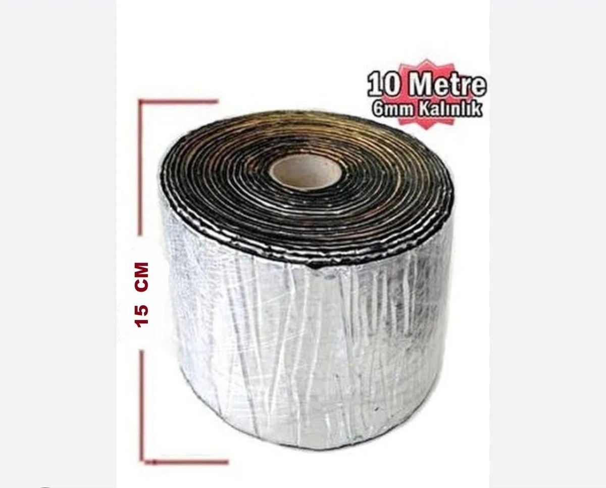Araç Oto Ses Isı Yalıtım Bandı Folyolu Kauçuk Sünger 15CMX10METRE 6mm Yapışkanlı