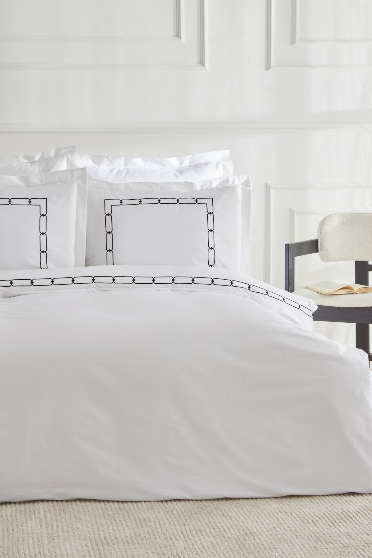 White Collection Diane Çift Kişilik Nakışlı Percale Nevresim Takımı Beyaz