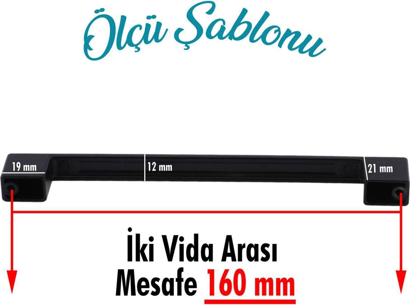 10 Adet Gölcük Düz (160 mm - 16 cm) Siyah Metal Mobilya Mutfak Çekmece Dolap Dolabı Kulbu Kulpu Kulpları
