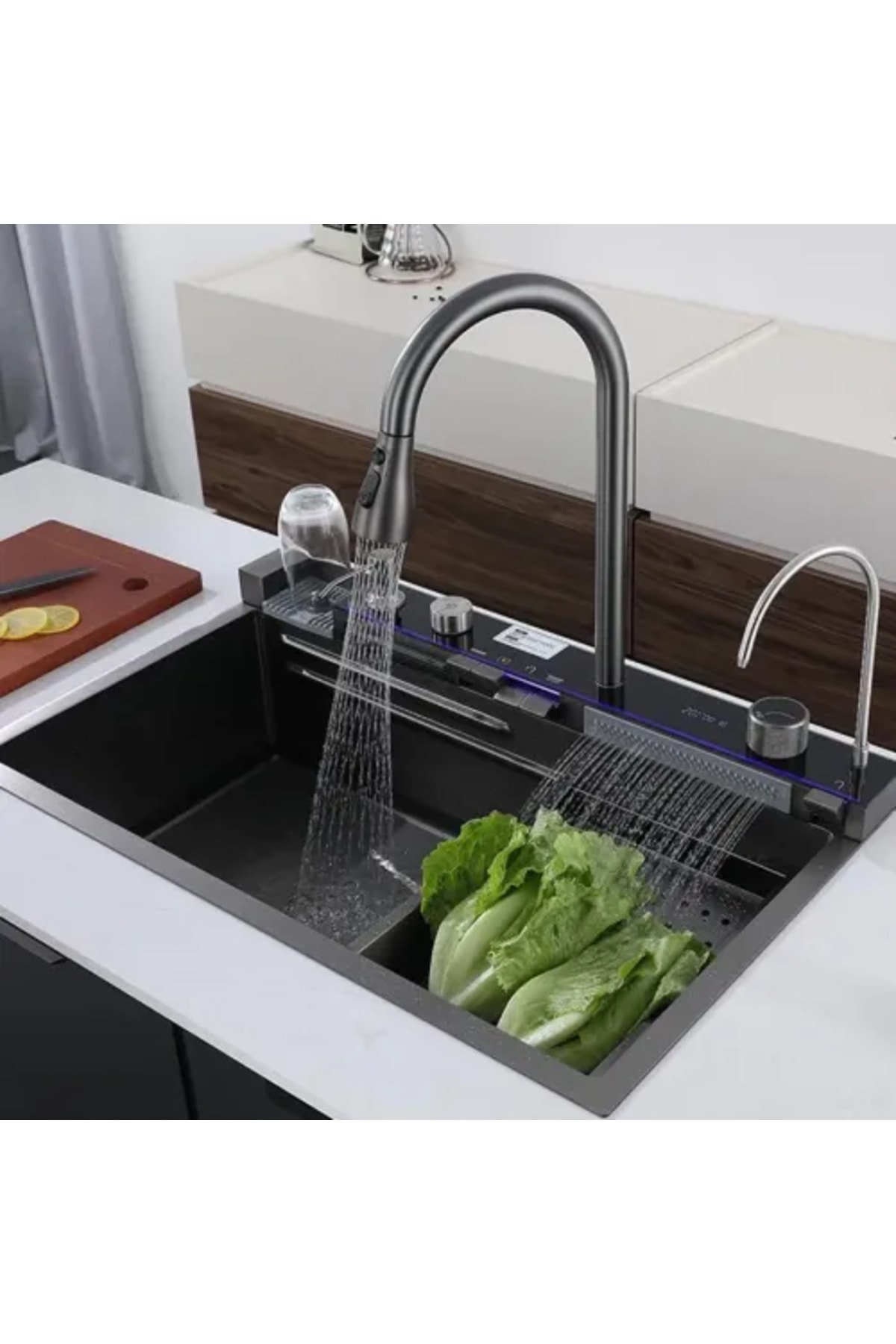 Akıllı Şelale Mutfak Eviyesi Dijital Led Göstergeli Set