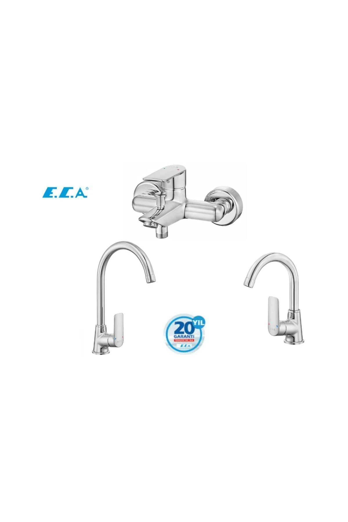 Lia Kuğu Lavabo + Banyo Bataryası Ve Eviye Bataryası Seti 20 Yıl Garantili