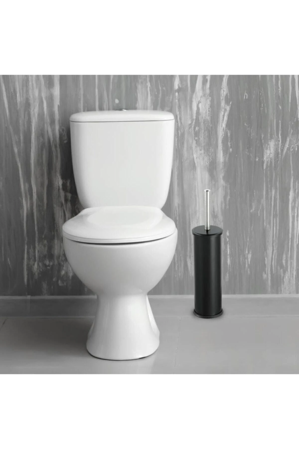 3 Litre Siyah 2'li Banyo Seti Pedallı Çöp Kovası Wc Klozet Tuvalet Fırça Seti Banyo Çöp Kovası