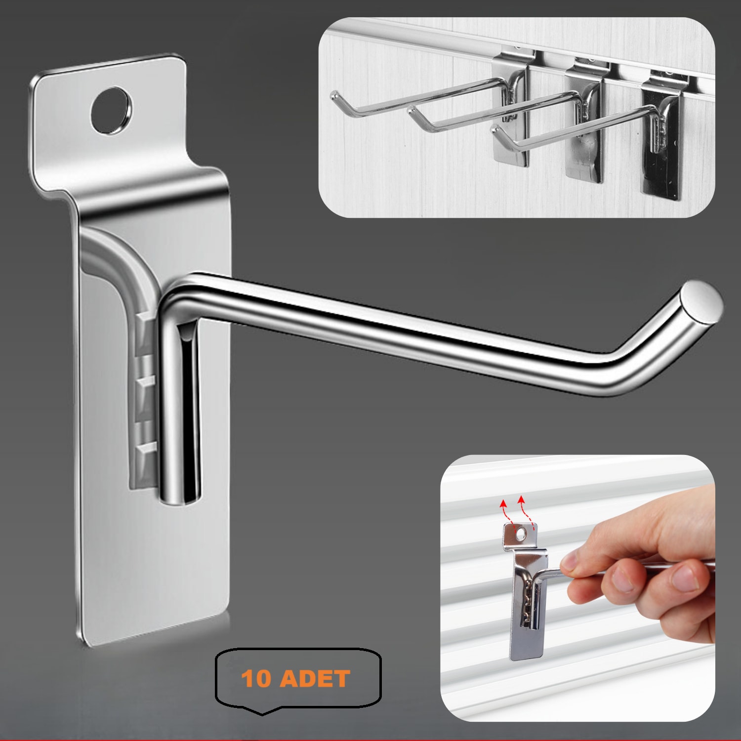Kanallı Pano Kancası 15 cm Paslanmaz Nikel Kaplamalı Extra Güçlü