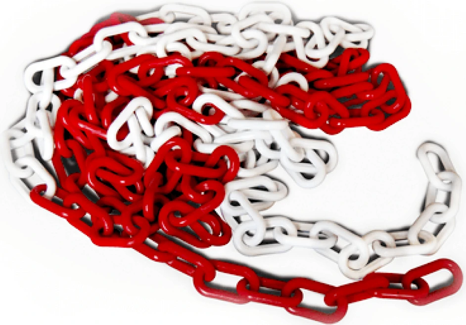 6 mm 25 Mtr. Kırmızı-Beyaz Plastik Zincir