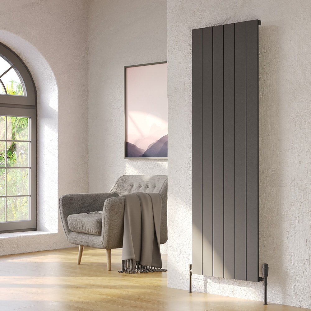 Kalsedon Alüminyum Dekoratif Radyatör 600x660mm – 7 Dilim | 718 W Yüksek Isıl Güç (2938 BTU/h) | Dokulu Antrasit Gri
