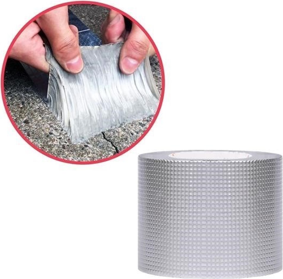 OZKUVVET 5 cm x 5 Metre Alüminyum Folyo Kauçuk Bant Yüksek Sıcaklığa Dayanan Su Geçirmez Çatı Boru Duvar Çatlak Onarıcı Tamir Yapışkan Bant Folyo