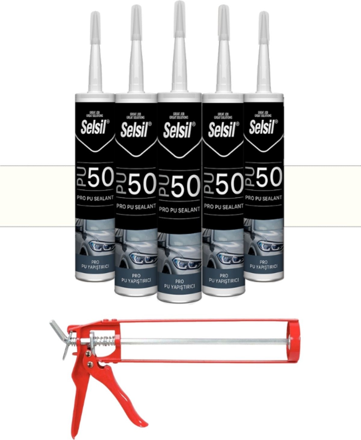 Pu Mastik 280 ml Beyaz (5 Adet),demir Tabanca