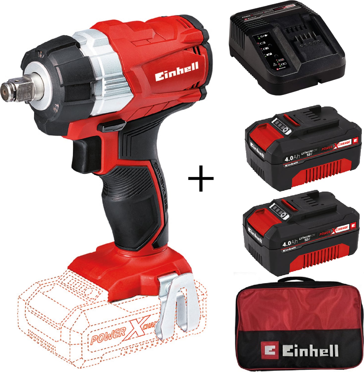 EİNHELL Te-Cw 18 Li Bl Akülü Darbeli Somun Sıkma + 2X4AH Starterkit + Bez Çanta