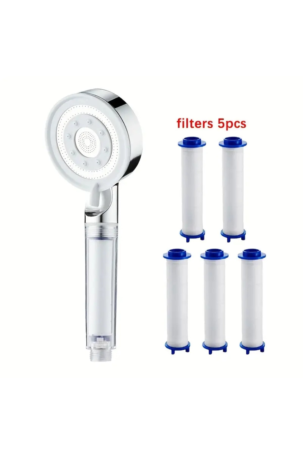 Filtreli Duş Başlığı 5 Yedek Filtre | Su Arıtmalı, Klor Ve Kireç Önleyici, Yüksek Basınçlı