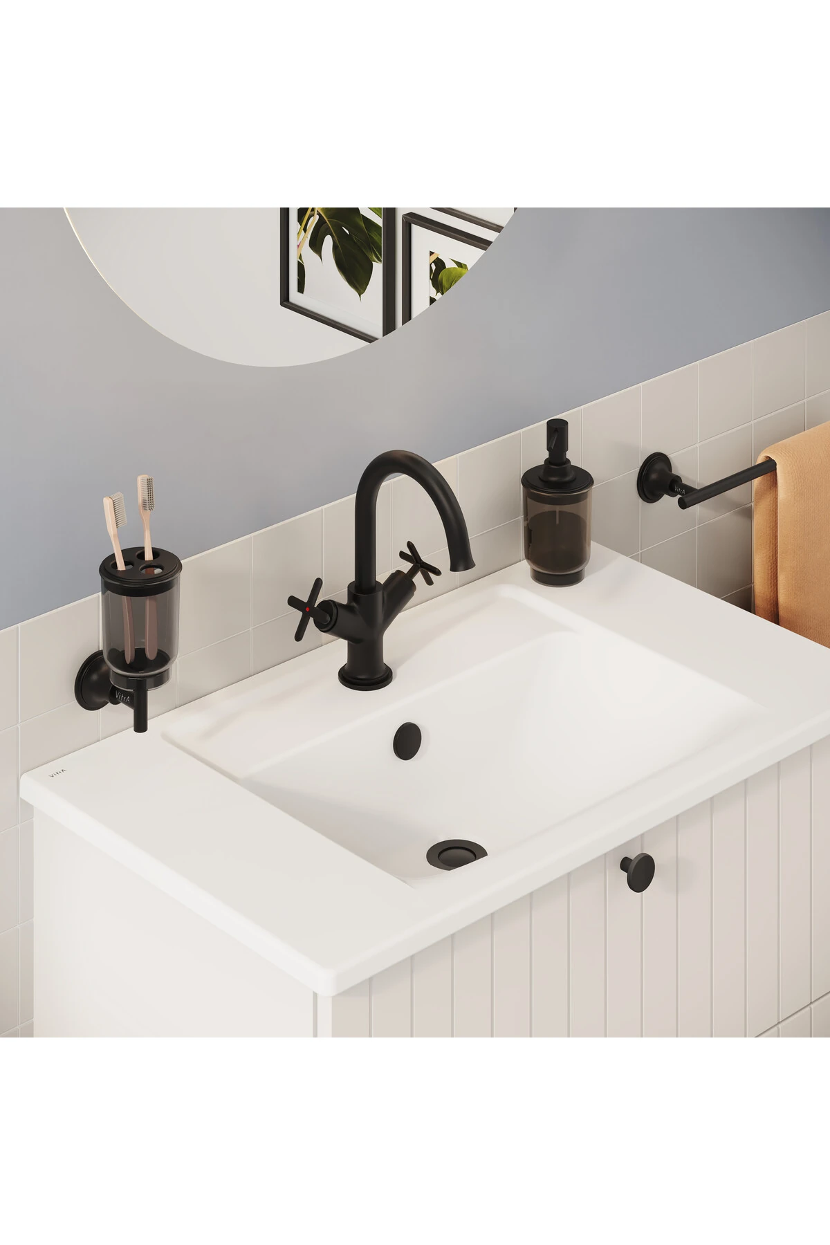 Origin Classic A4288436 Lavabo Bataryası, Çift Kumandalı, Mat Siyah