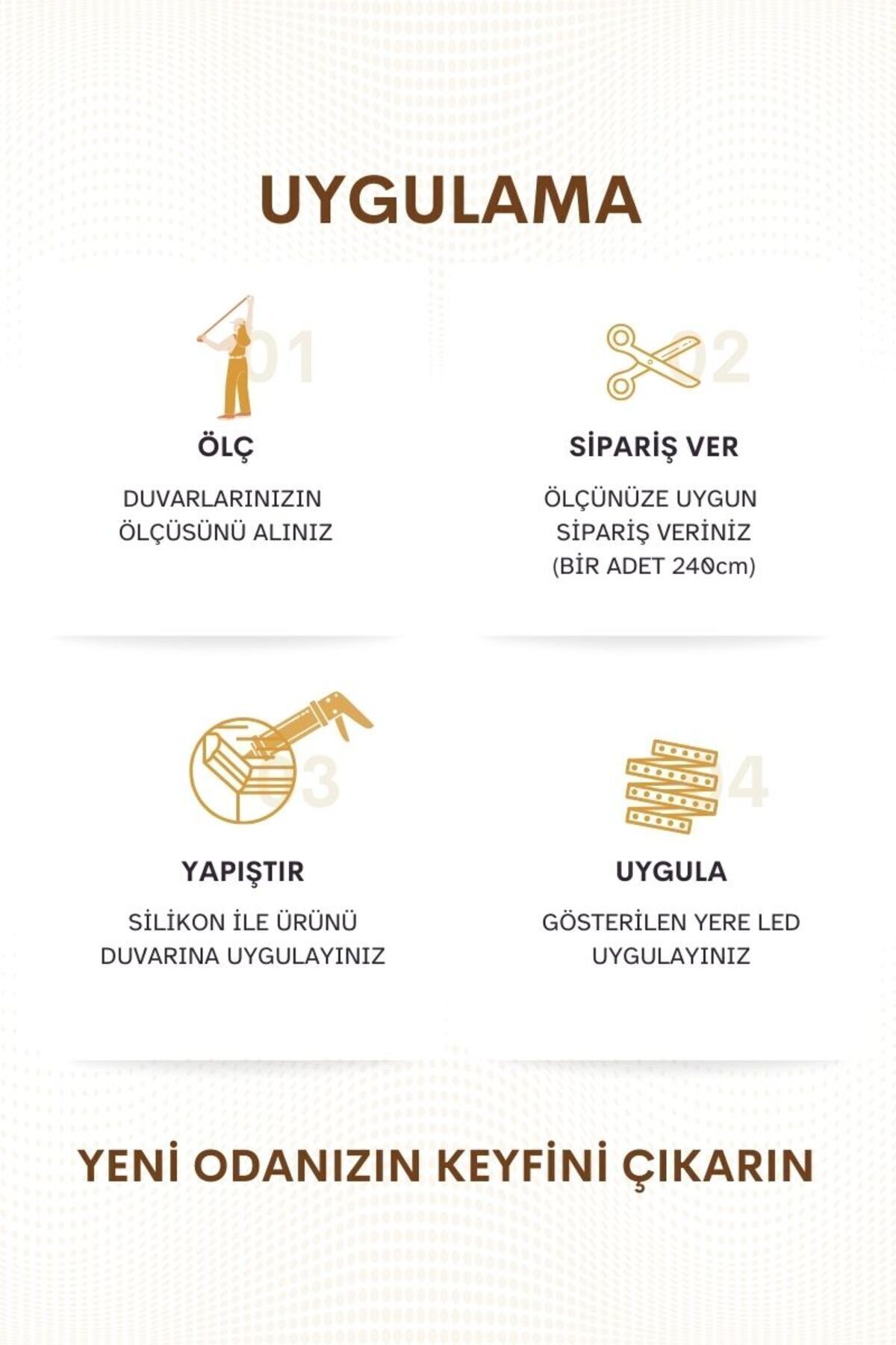 Ledli Kartonpiyer, 10lu Paket 24m Polimer Dayanıklı Boyanabilir Tavan Duvar Aydınlatma, Adeti 240cm