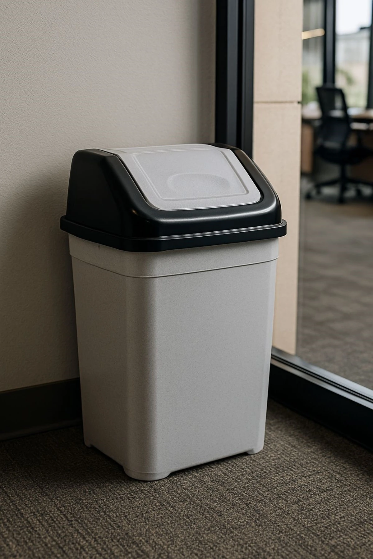 52 Lt Büyük Boy Çöp Kovası Tek Kapaklı Gri Mutfak Banyo Ofis Atık Kutusu Cafe Otel Çöp 31*43*68 Cm