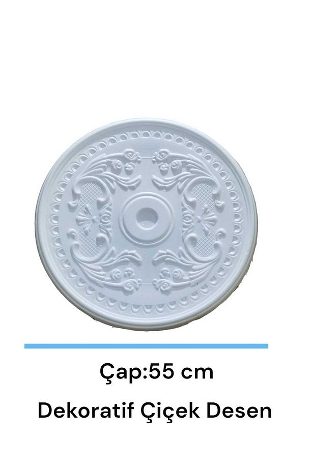 Çiçek Desenli Dekoratif 55 cm Lamba Göbeği Stropiyer  (1 Adet)