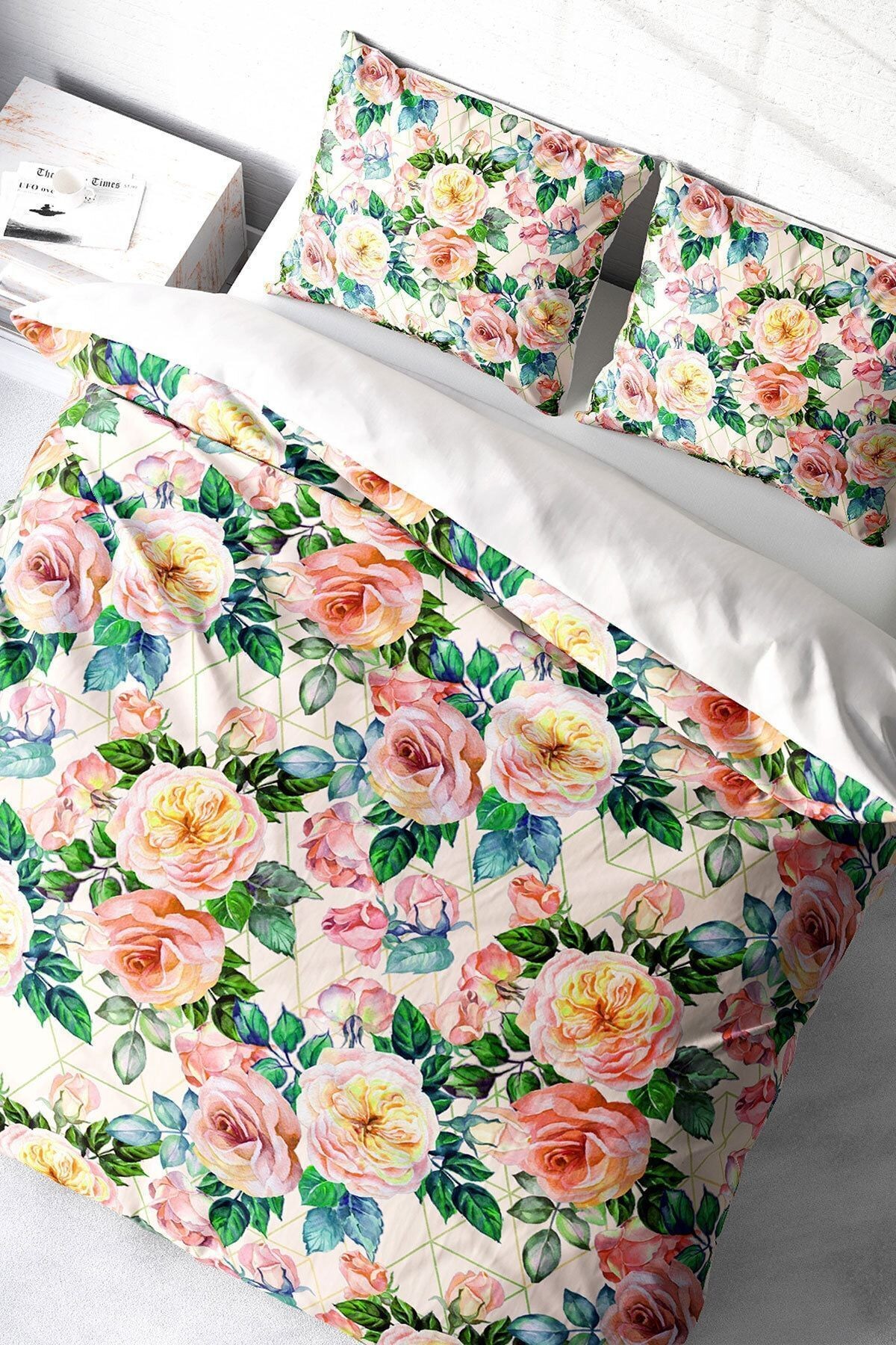 Nevresim Takımı %100 Doğal Pamuk Çift Kişilik 3d Digital Flower Spring