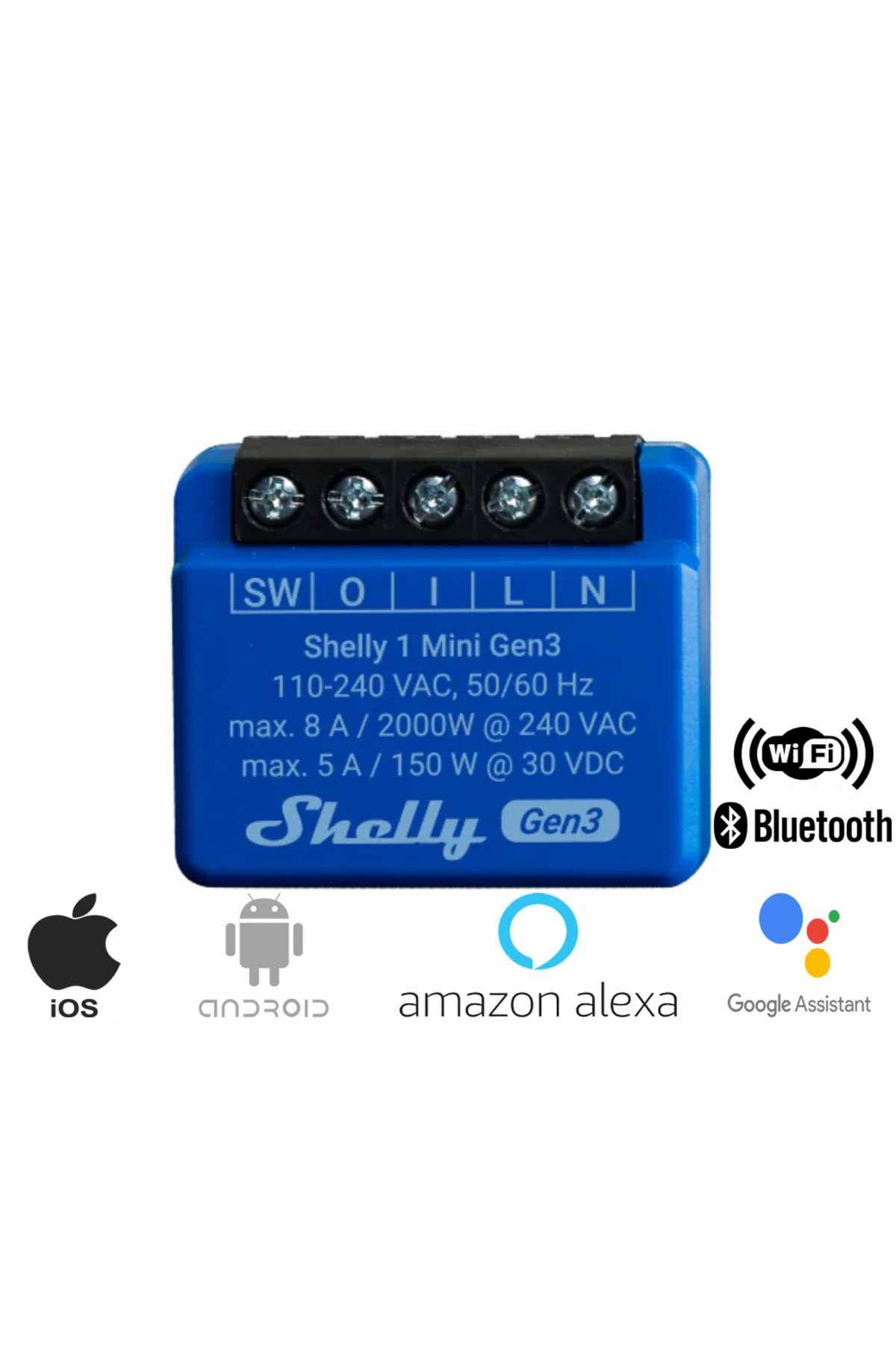 Shelly 1 Mini Gen3 1 Kanallı Akıllı Ev Anahtarı - Wifi & Bluetooth Kontrollü Kuru Kontak Röle