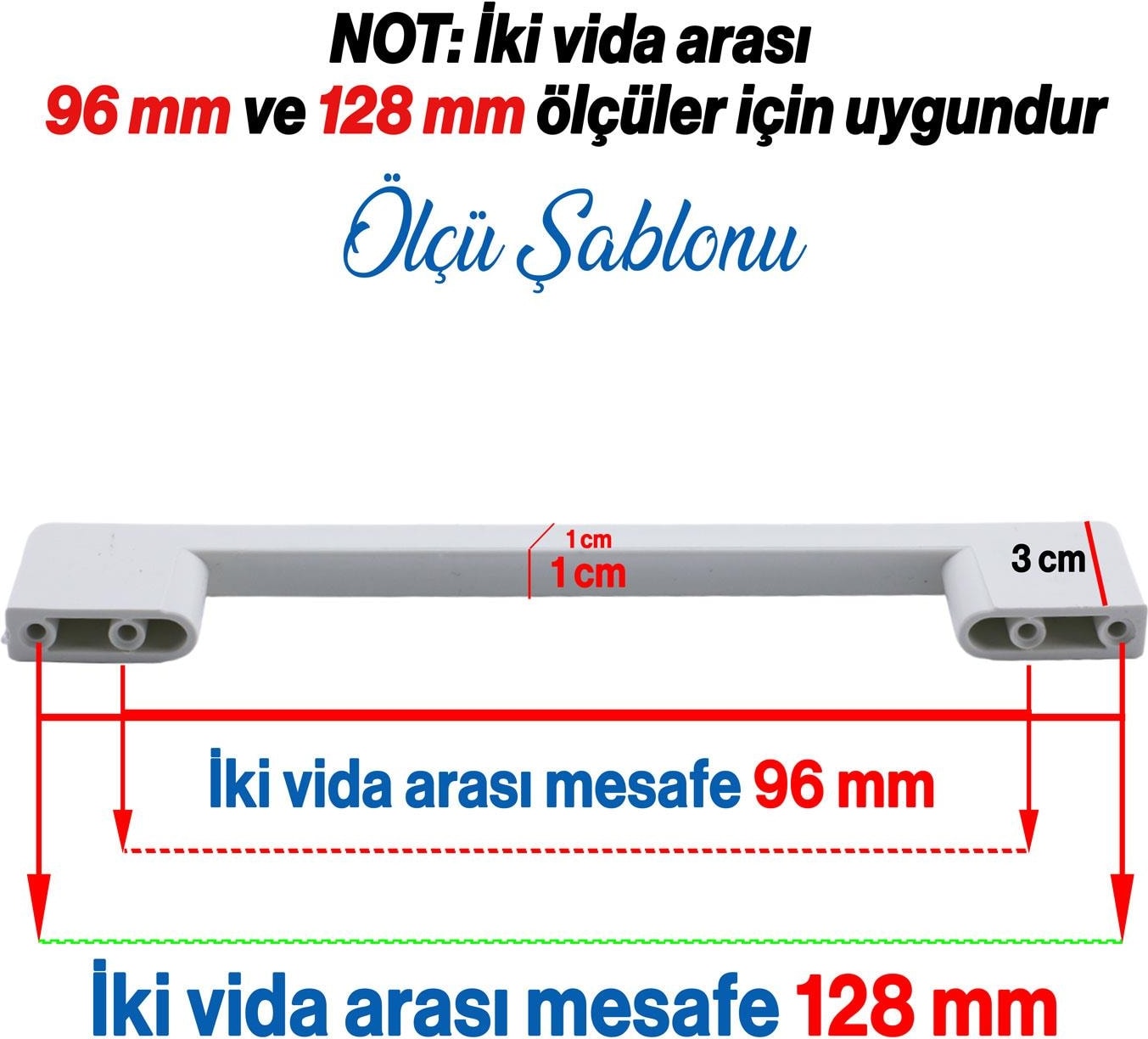 10 Adet Plastik Köprü Mobilya Mutfak Çekmece Dolabı Dolap Kapak Beyaz Kulbu Kulpu Kulpları 96 mm