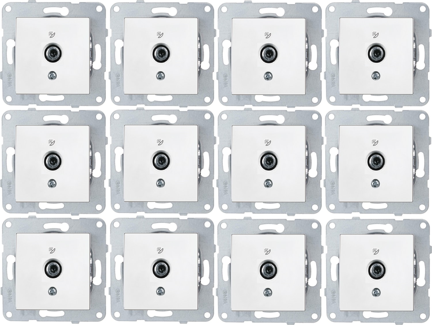 Karre 12 Adet Uydu Priz F Konnektörlü Çerçevesiz