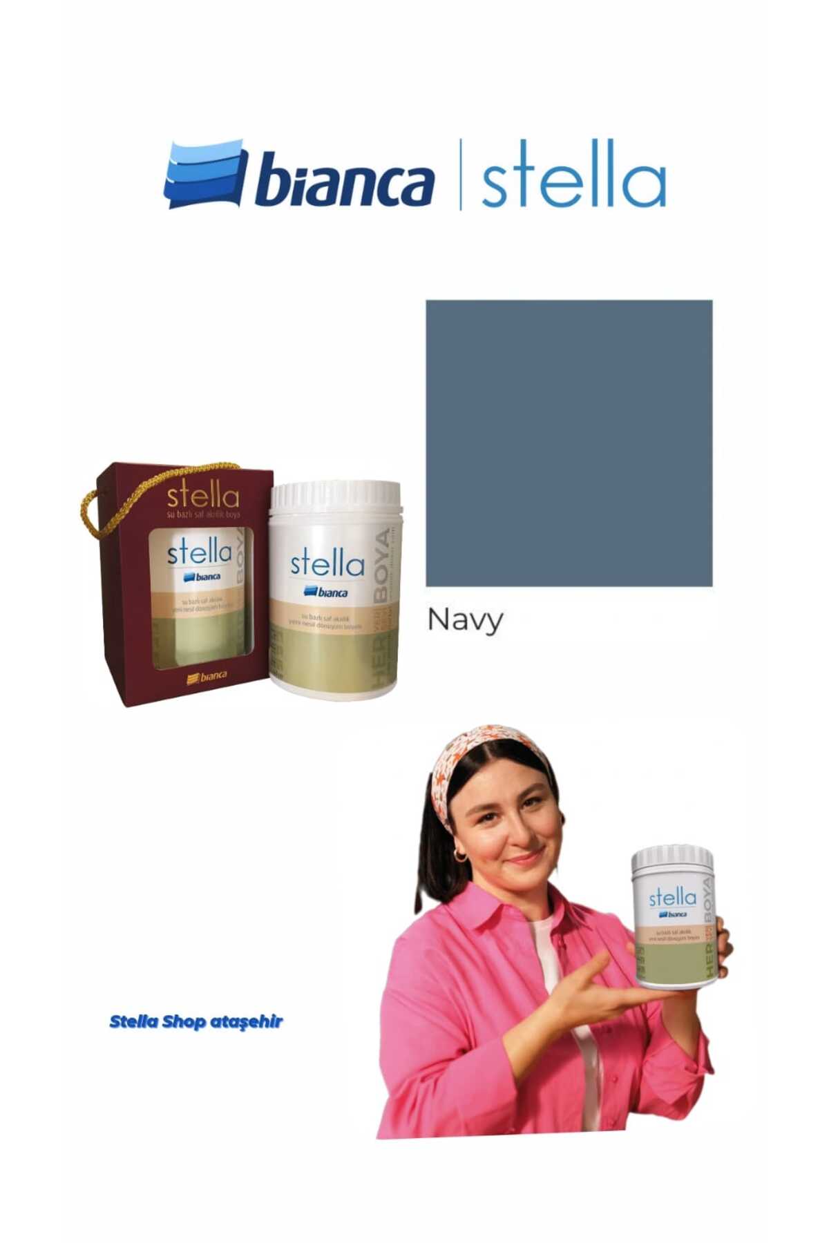 Stella Su Bazlı Saf Akrilik Boya 500ml - Navy