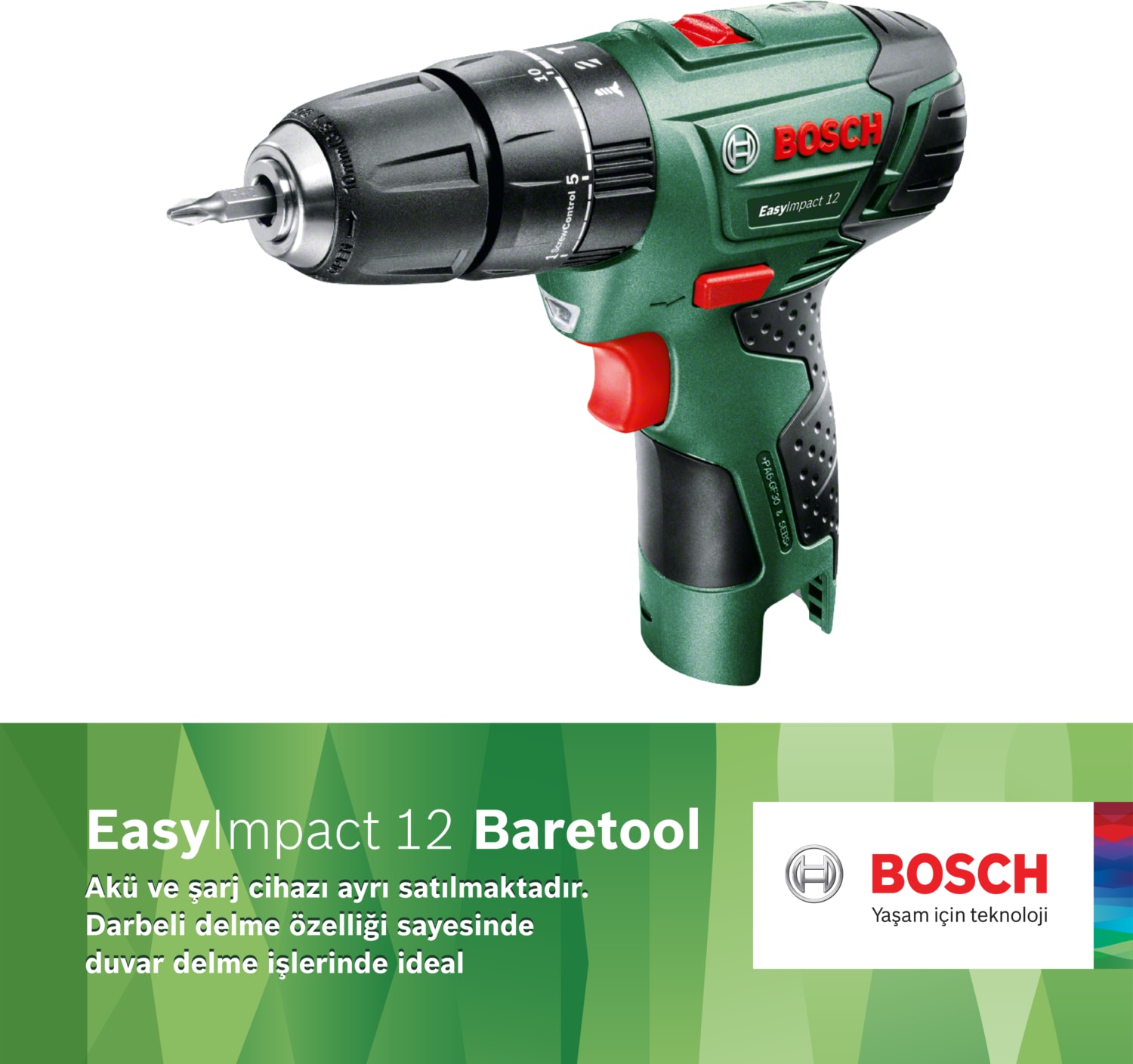 BOSCH EasyImpact 12 Baretool (Akü ve Şarj Cihazı Dahil Değil) Akülü Vidalama