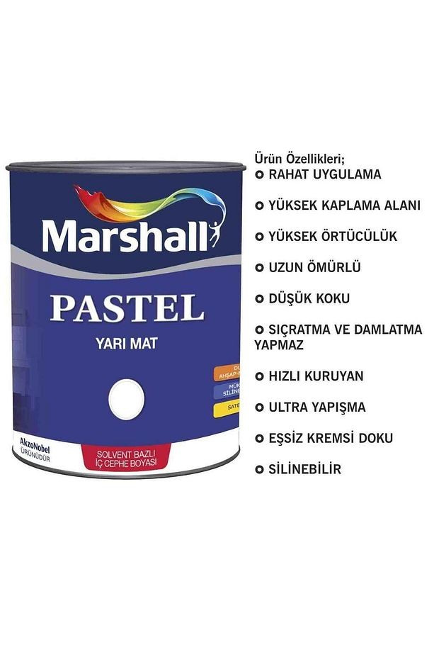 Pastel Yarı Mat Ahşap-Metal-Duvar Boyası BEYAZ 2.5Lt=3.5Kg-Tam Silinebilir-Saten Dokulu