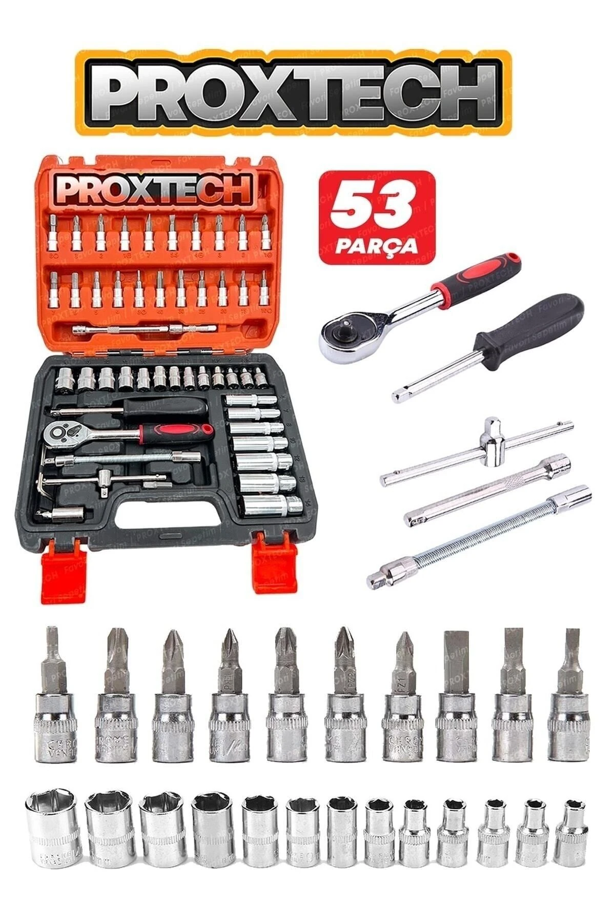 Combo Lokma Anahtar tamir Takımı 53 Adet 1/4 Cırcır Tork Anahtarı soket Seti Oto Tamir Alet Seti