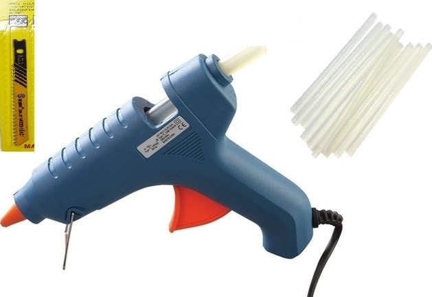 Mavi Sicak Silikon Tabancası Mum Silikon 80 W ve 1 kg Mum + Soma Uç