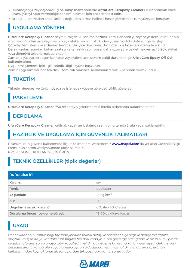 Ultracare Kerapoxy Cleaner Spray Epoksi Çıkarıcı