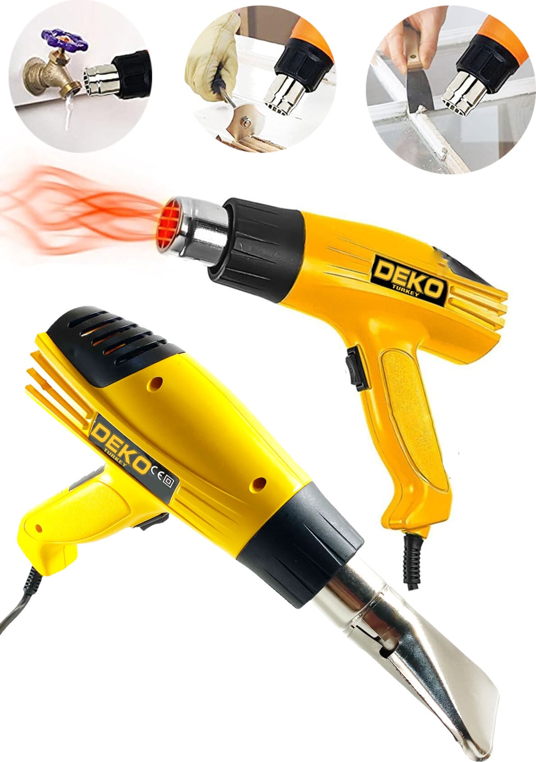 Sıcak Hava Tabancası 3700 Watt Çift Kademeli Termik Korumalı Sıcak Hava Üfleme Makinesi 900 C°