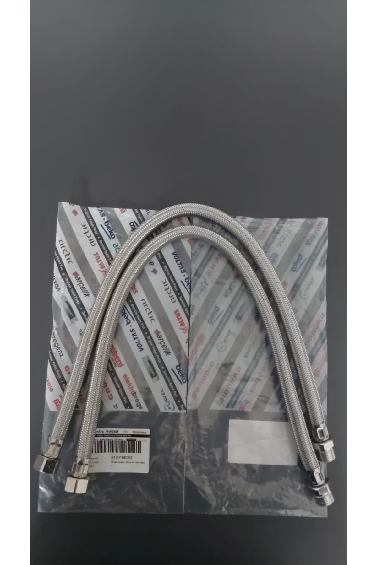 Beko  9170100087 Termosifon Şebeke Suyu Bağlantı Hortumu 65CM PASLANMAZ 2 ADET TAKIM